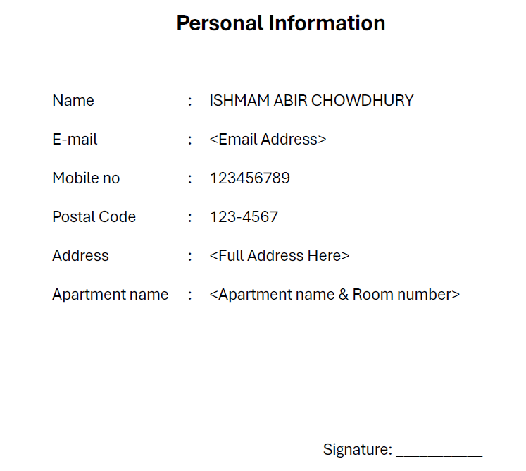 Personal Information